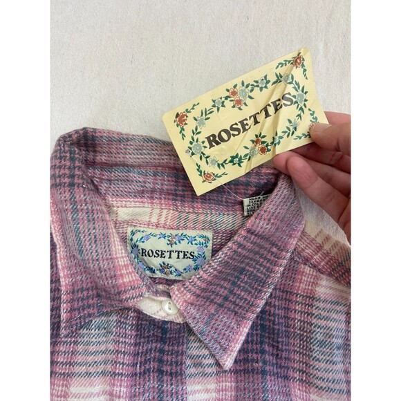 NWT Rosettes Womens L Vest Pink Plaid Button Up Flannel Sleeveless Biker Cowgirl - Picture 3 of 8